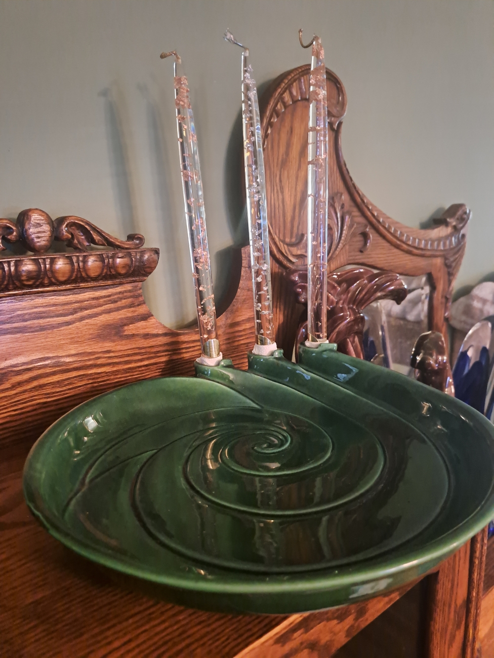 Royal Haeger 3068 Centerpiece With Candleholders & 3 Vintage Lucite Candles